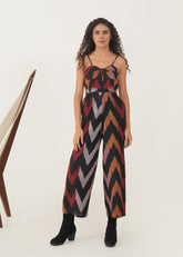 A Model Wearing Multicolor Handwoven Cotton Chaya Jumpsuit, curated by Only Ethikal